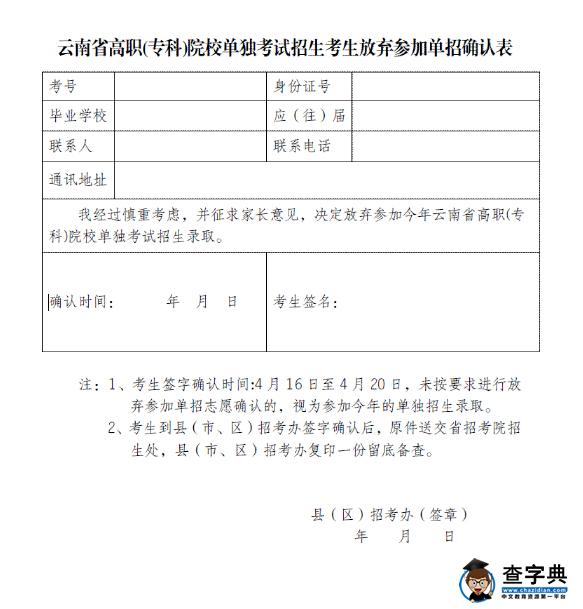 云南机电职业技术学院2016单独招生章程