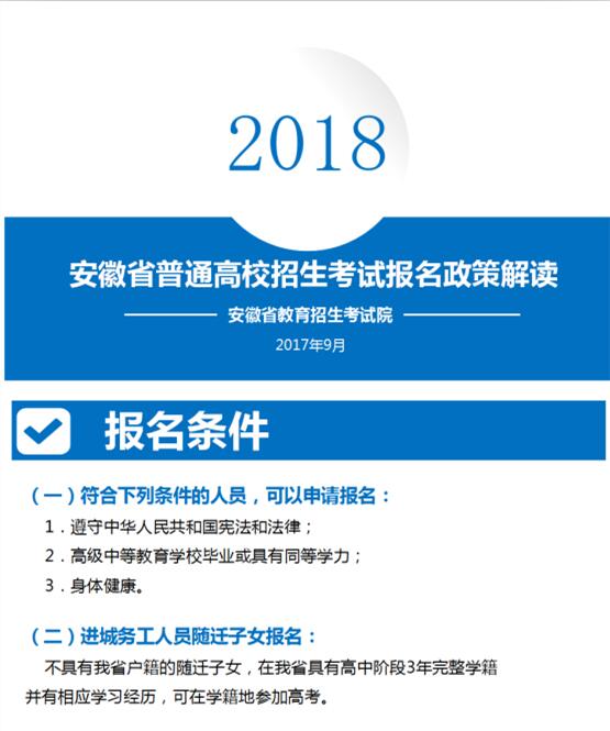 安徽2018年高考报名政策解读1