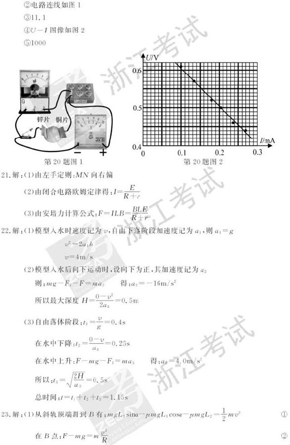 2018年6月浙江高考学考选考物理试题和答案8