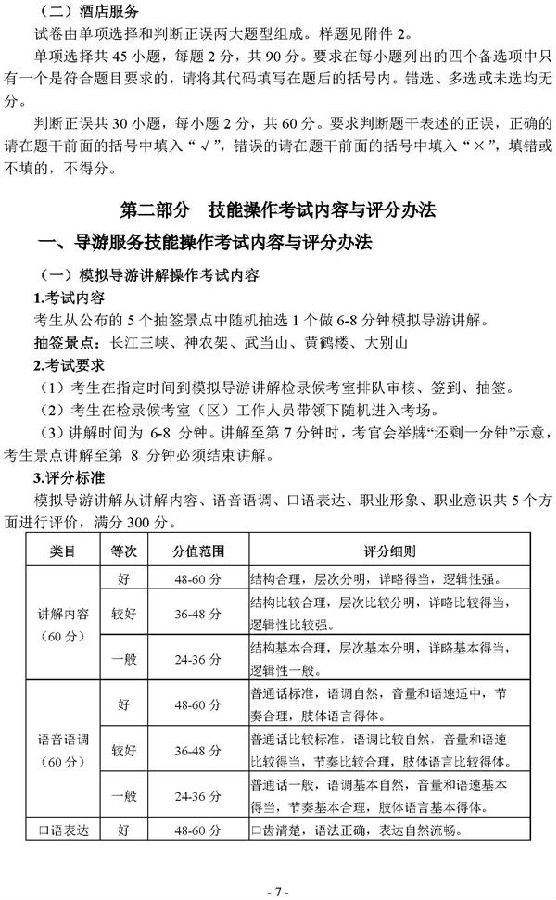 2019年湖北技能高考旅游类考试大纲7