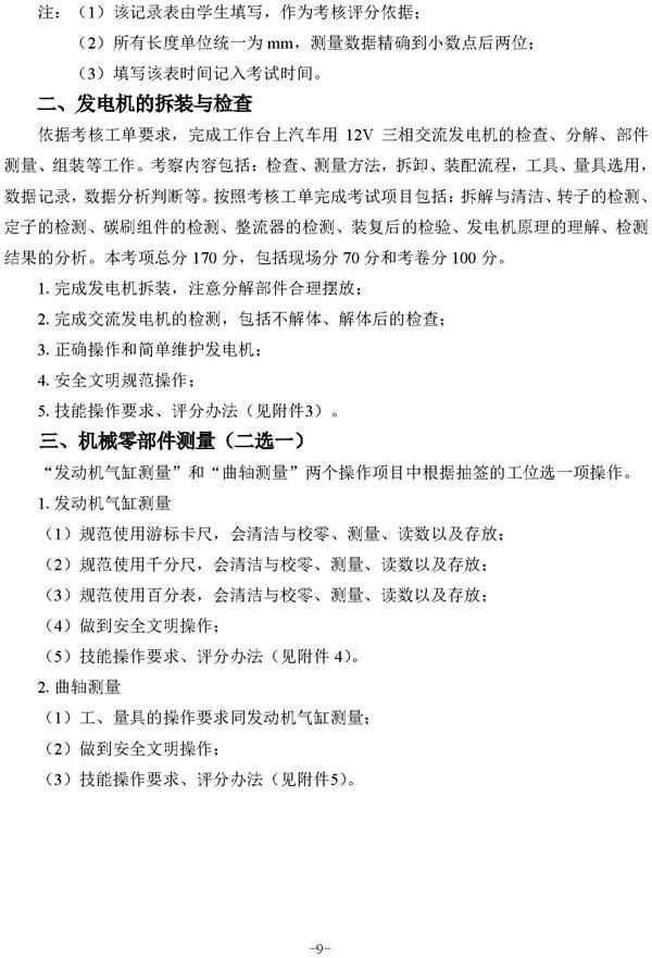 2019年湖北技能高考汽修类考试大纲9