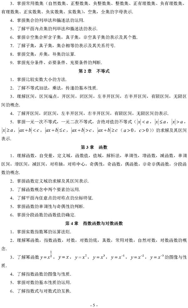 2019年湖北技能高考文化综合考试大纲5