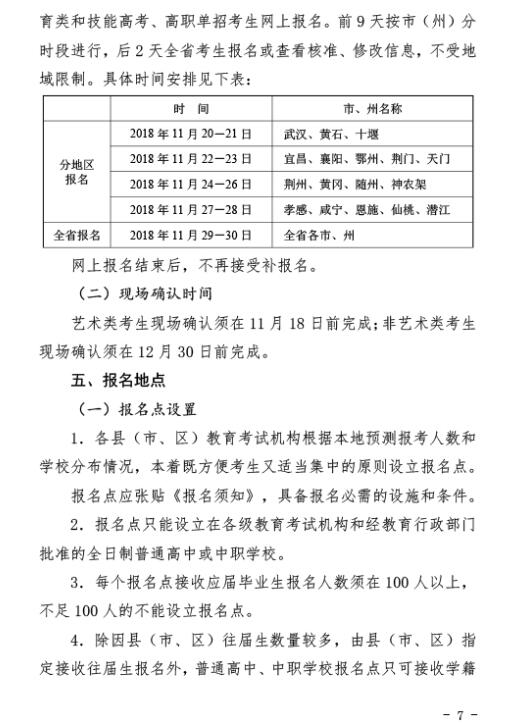 2019年湖北高考报名工作通知7