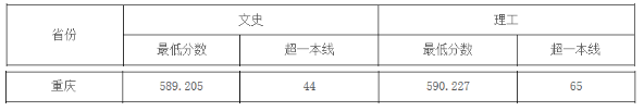 中国地质大学（武汉）2019年重庆普通文理科录取分数线1